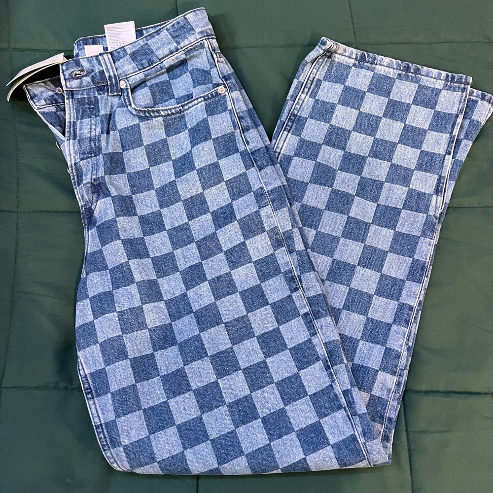 H&M blue checkered pants